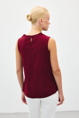 Degaje Yaka Kolsuz Bluz - Bordo Bordo - 42