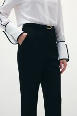 Kemerli Pantolon - Siyah Siyah - 40