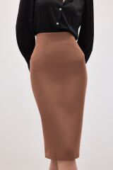 Düz Kalem Etek - Ekru Camel - 36