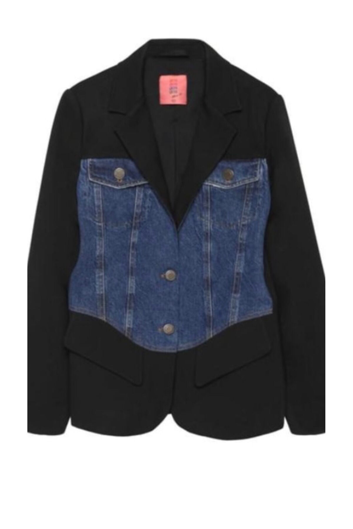 Matchli Denim Detaylı Ceket Siyah