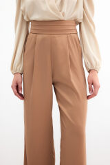 Cepli Salaş Saten Pantolon - Camel
